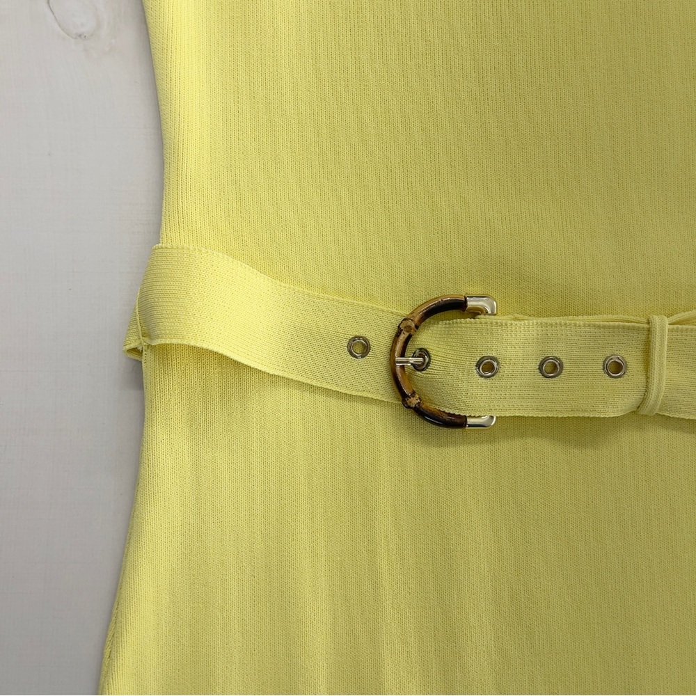 MARCIANO x guess yellow bamboo belted stretch mini dress event wedding travel S - Picture 4 of 8